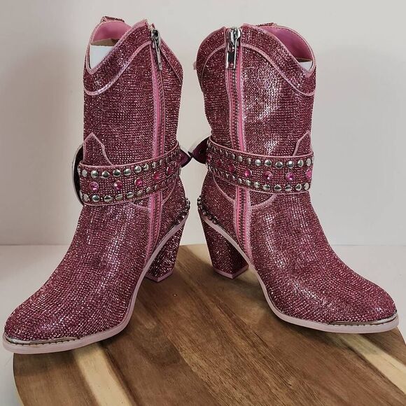 CLUB EXX Sheriff Shine Pink Cowboy Boots Women's Size 6 M Rhinestone - Picture 9 of 9
